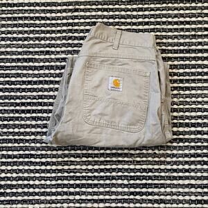 🌿Carhartt Mens Gray Khaki Full Length Regular Pants 34X32